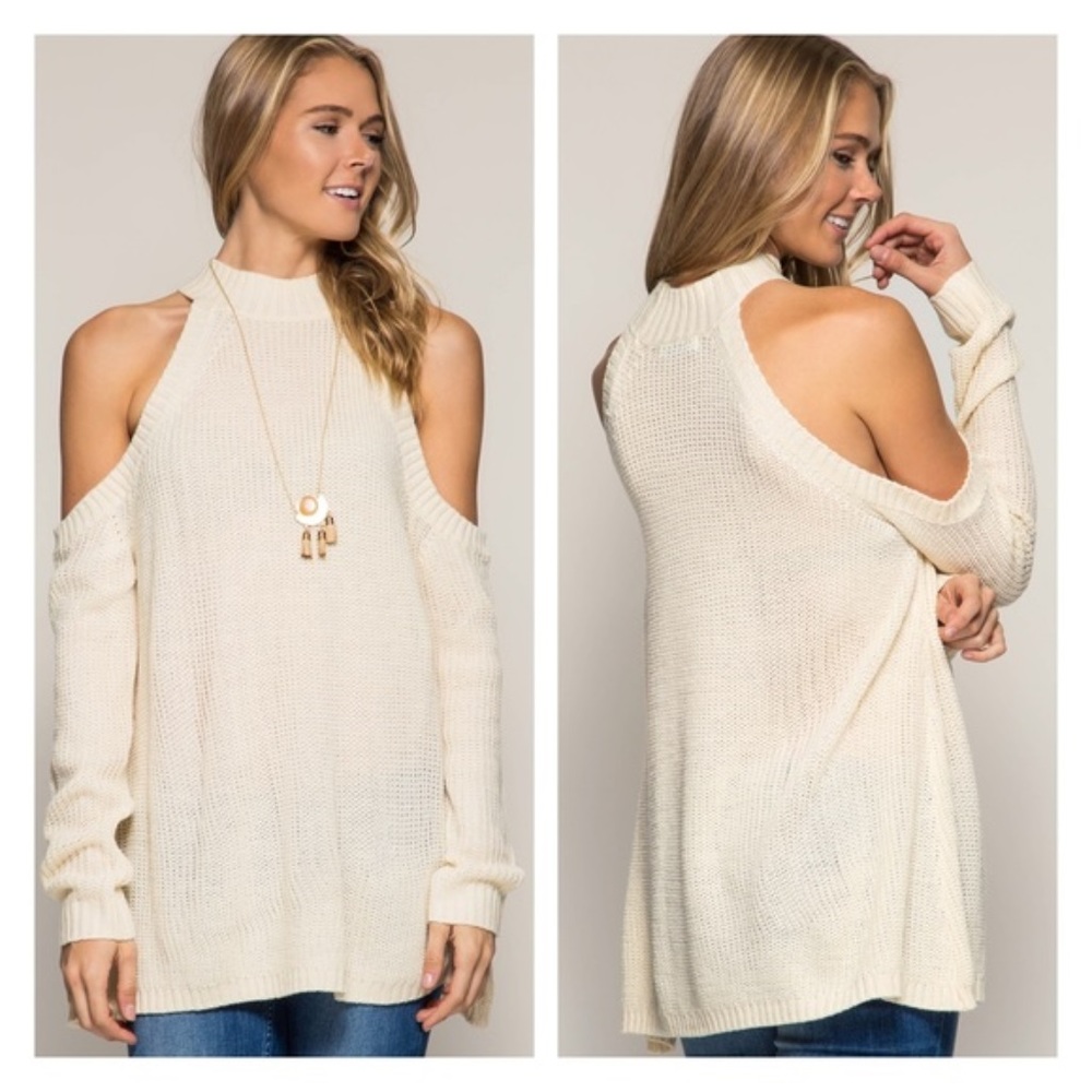 Cold Shoulder cream sweater